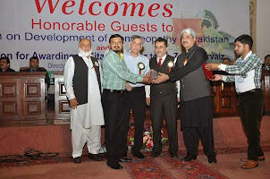 Receiving award for services.