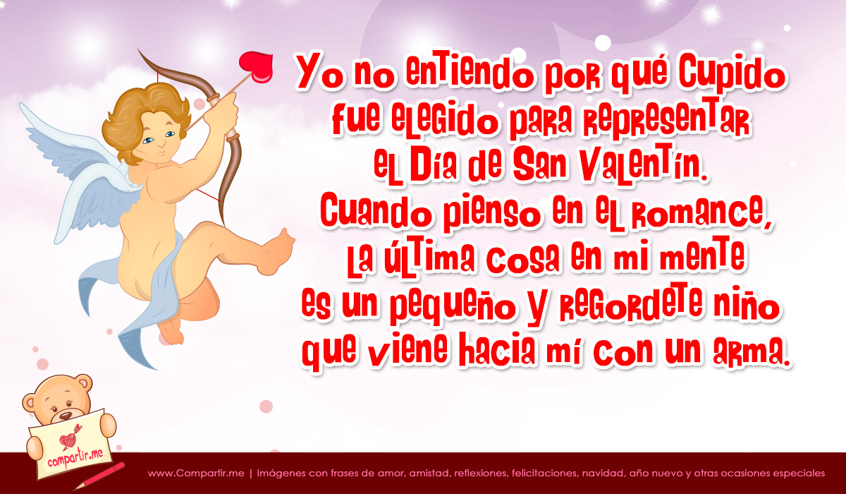 Cupido con frase graciosa por San Valentín Cupido con frase graciosa por San Valentín