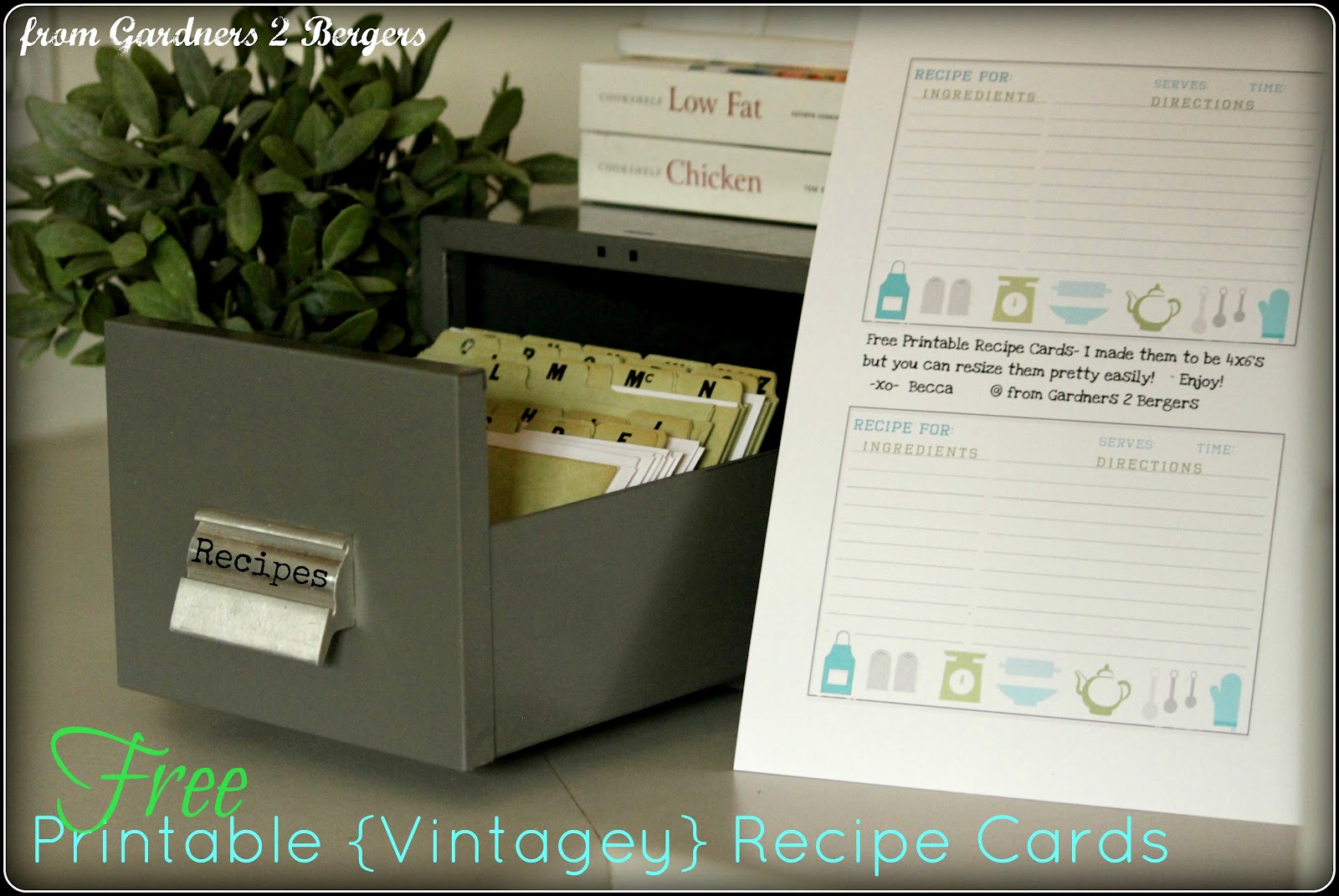 from Gardners 2 Bergers Vintage Index Card Recipe Box w/Printable