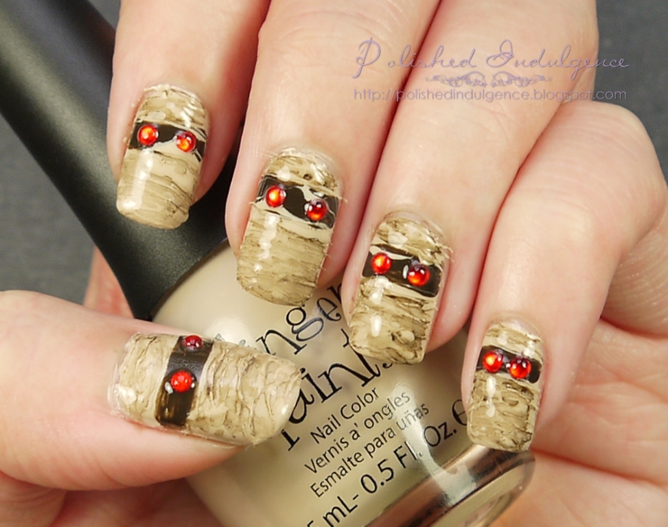 Polished Indulgence Nail Art Wednesday Mummy Nails for Halloween