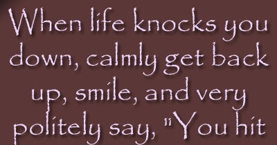 When life knocks you down, calmly get back up, smile, and very politely