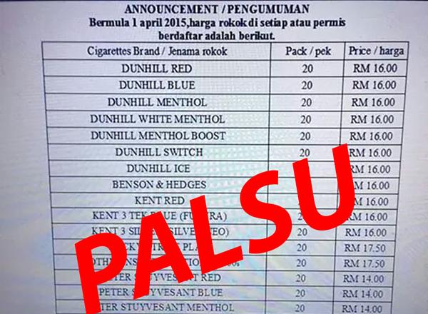 Anak Sungai Derhaka Senarai Harga Rokok Tu Tak Betul Rupanya