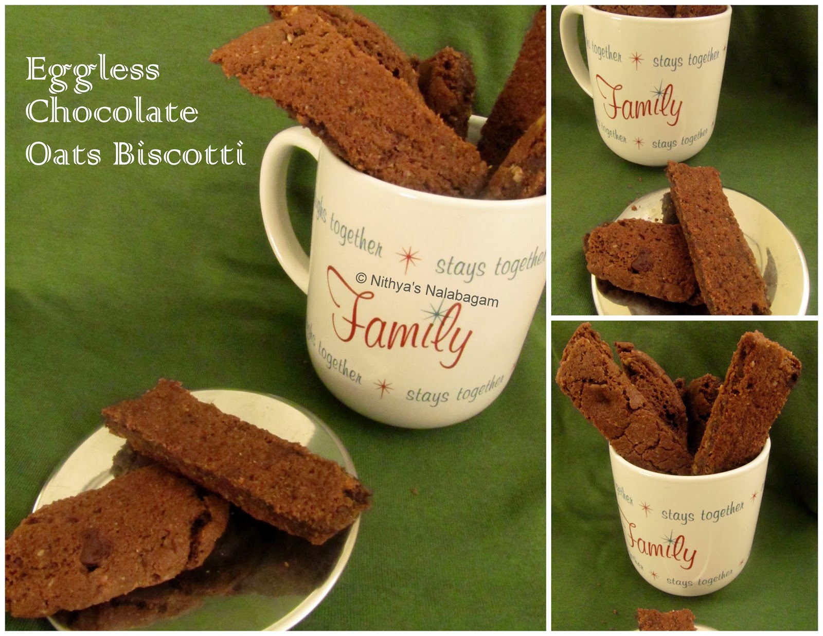 Eggless Chocolate Oats Biscotti Nithya's Nalabagam