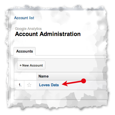 Select Google Analytics account