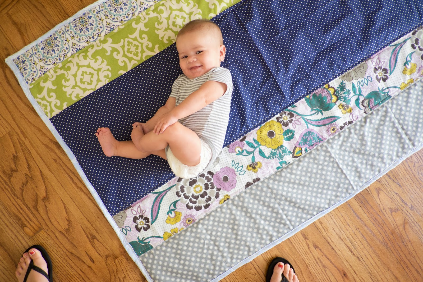 Domestic Fashionista Scrap Fabric Striped Baby Quilt