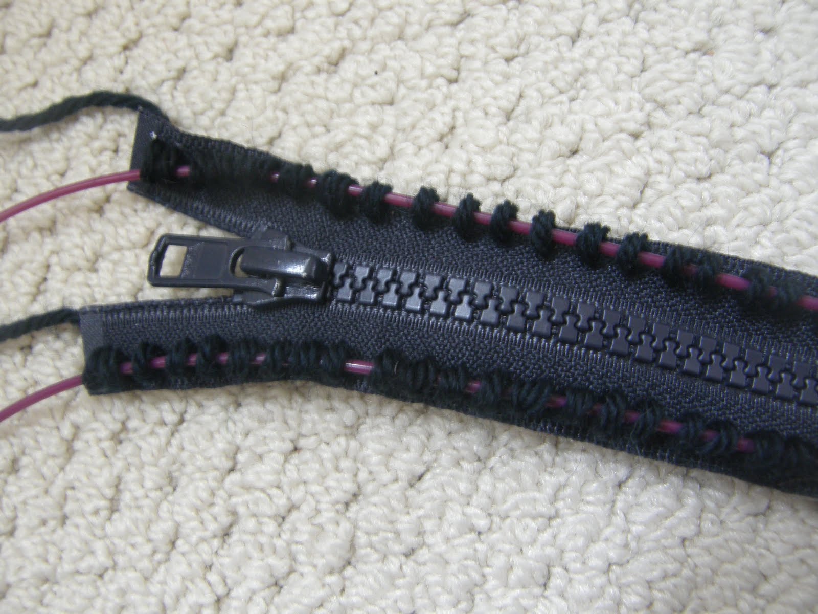 Tangled Twine Knitting in a Zipper
