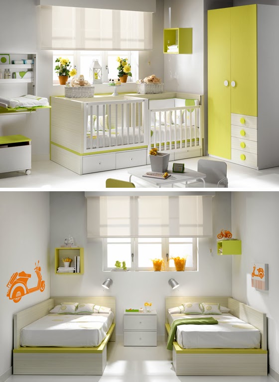DORMITORIO DE BEBES: DORMITORIO PARA BEBES GEMELOS - CUNAS PARA GEMELOS