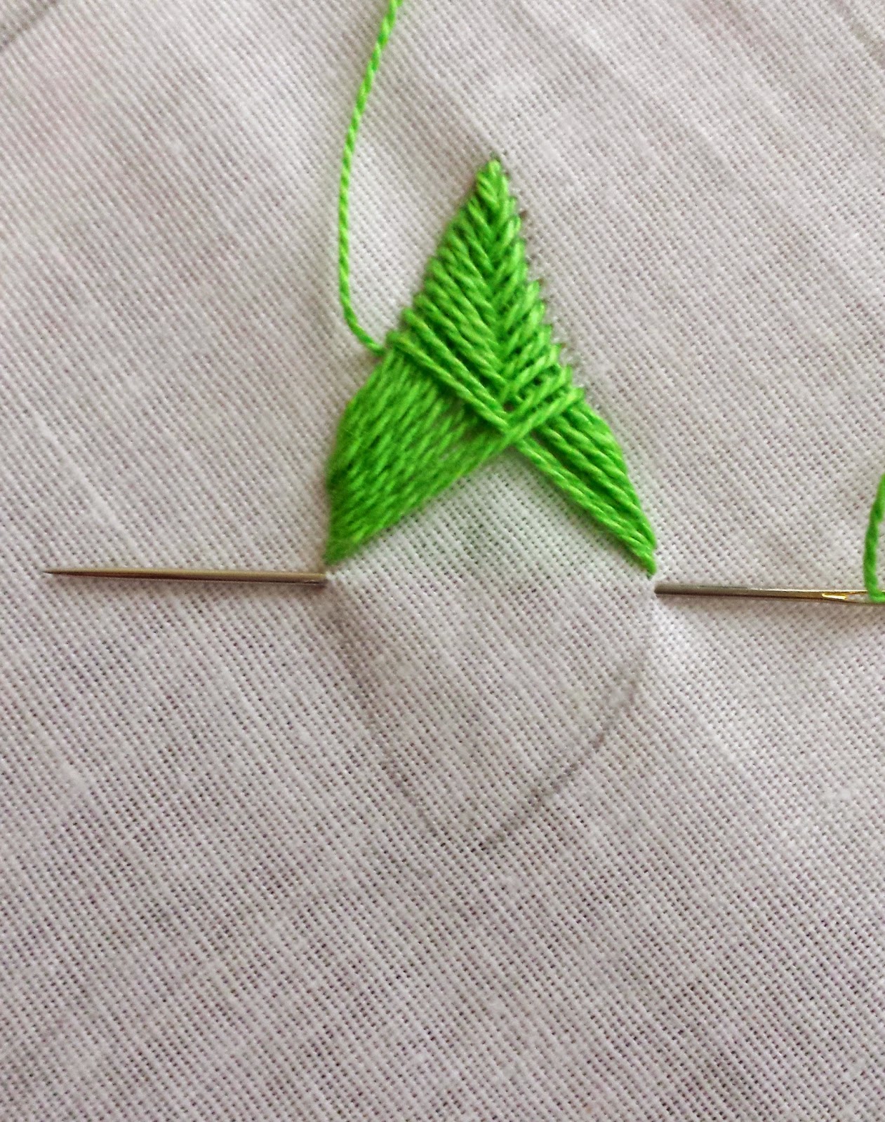 Royce's Hub Embroidery Stitches For Leaves Fishbone Stitch and