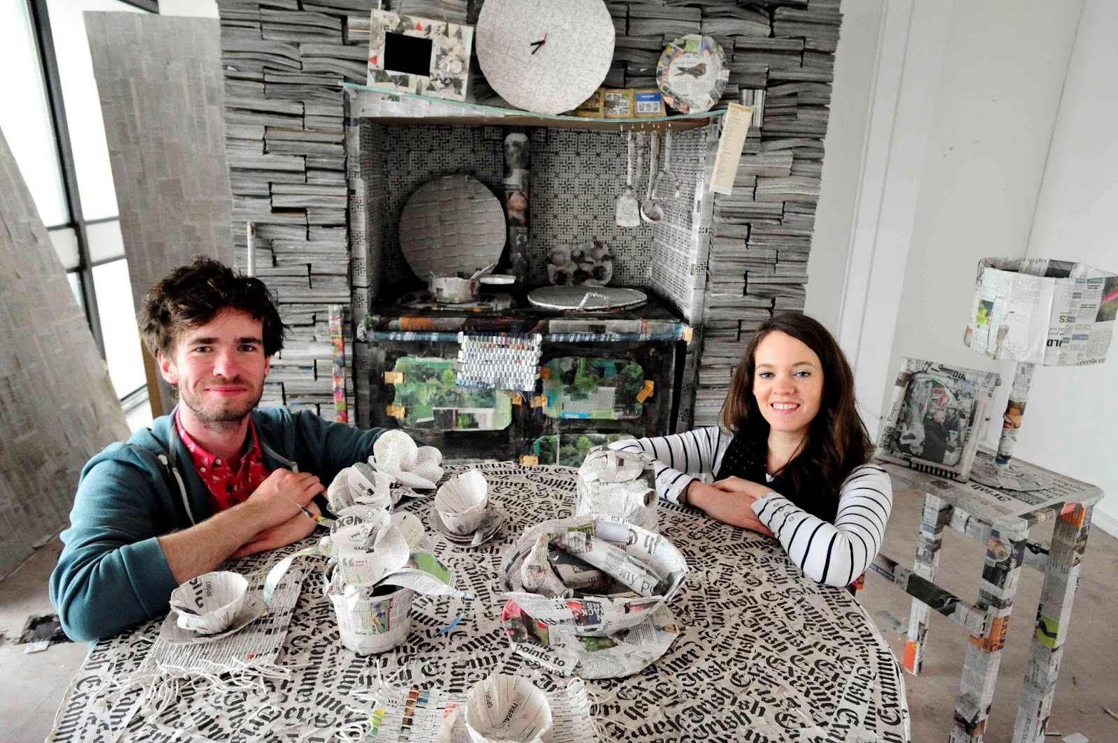 Maeve Lynch Artist Newspaper Kitchen Installation for The Irish