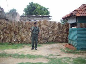 Military Sentry at entrance to Jaffna  Fishing Port.