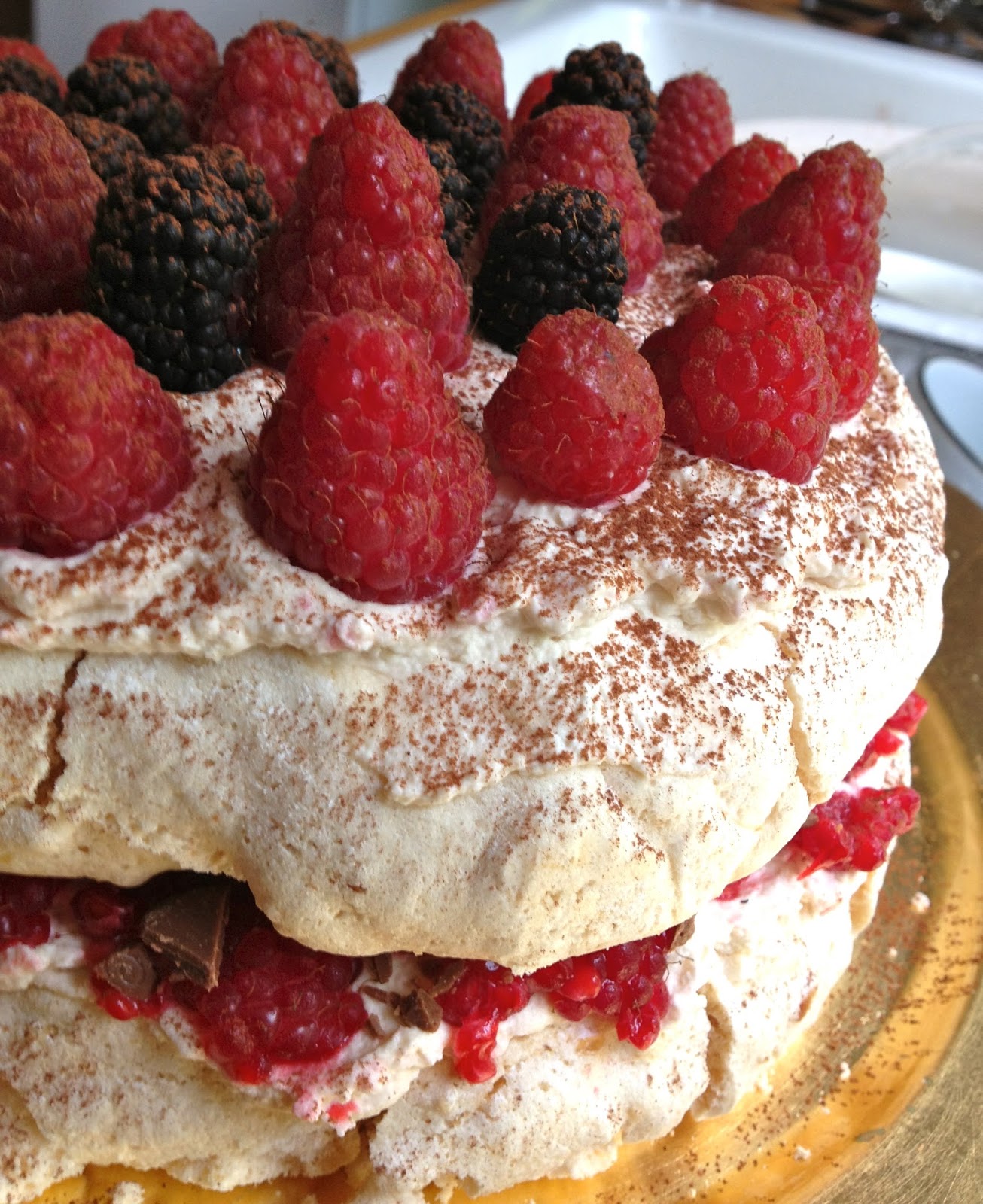 Pippa's Cookarama Hazelnut, Chocolate and Raspberry Pavlova
