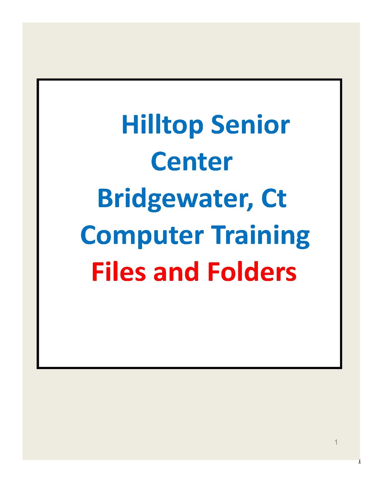 Manuals for Class Files and Folders