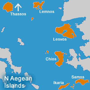 North Aegean Islands Map Province Area | Map of Greece Regional