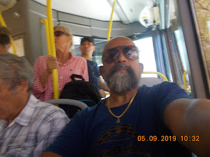 A local Kazakh :- Travelling on a local bus in Almaty.