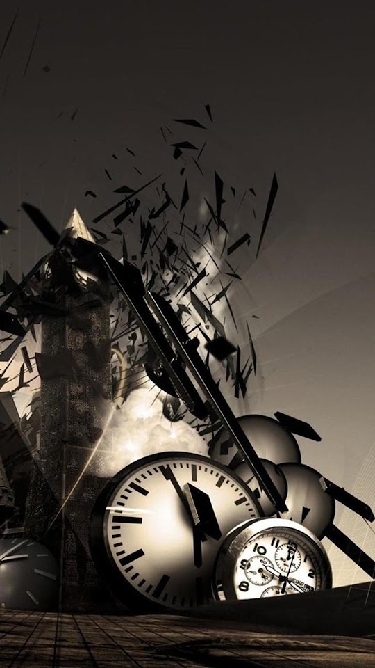 Abstract HD Shattered Clocks Town Android Wallpaper