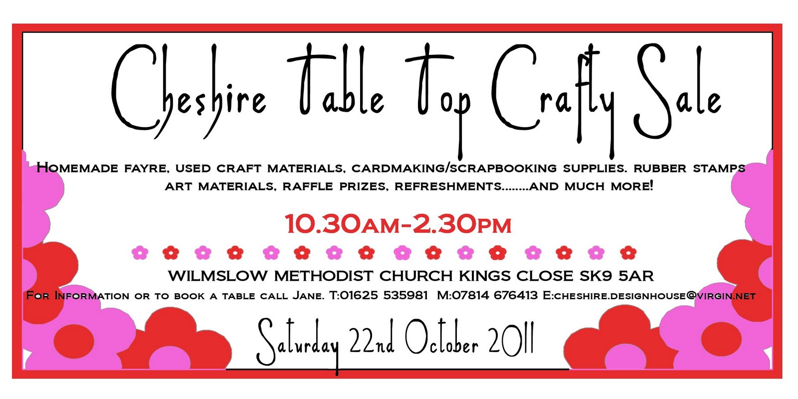 THE CHESHIRE DESIGN HOUSE Crafty Table Top Sale