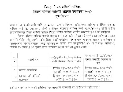 New Exam Dates Change Nashik Zilla Parishad Recruitment 2013