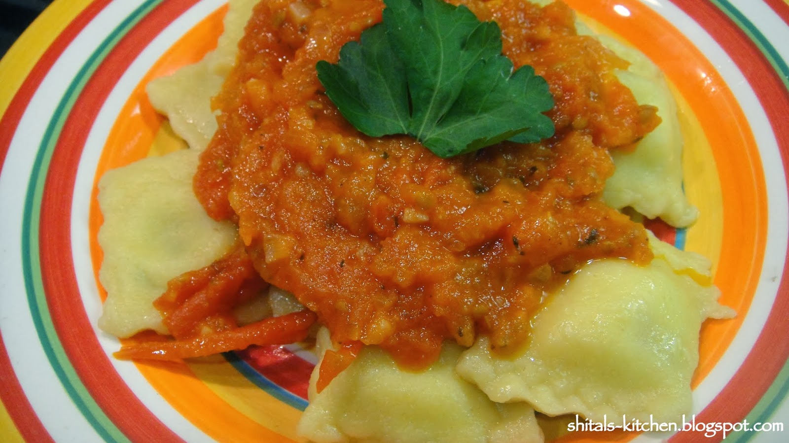 Shital'sKitchen Cheese Ravioli with Marinara Sauce