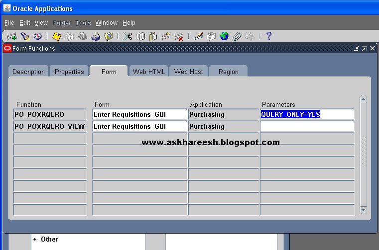 How to make a Form as READ ONLY in Oracle Apps, askhareesh blog for Oracle Apps