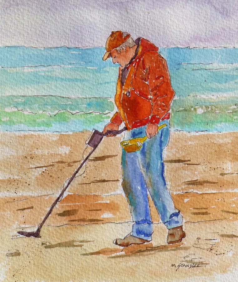 Nancy Standlee Fine Art Watercolor Beach Painting Beachcombers