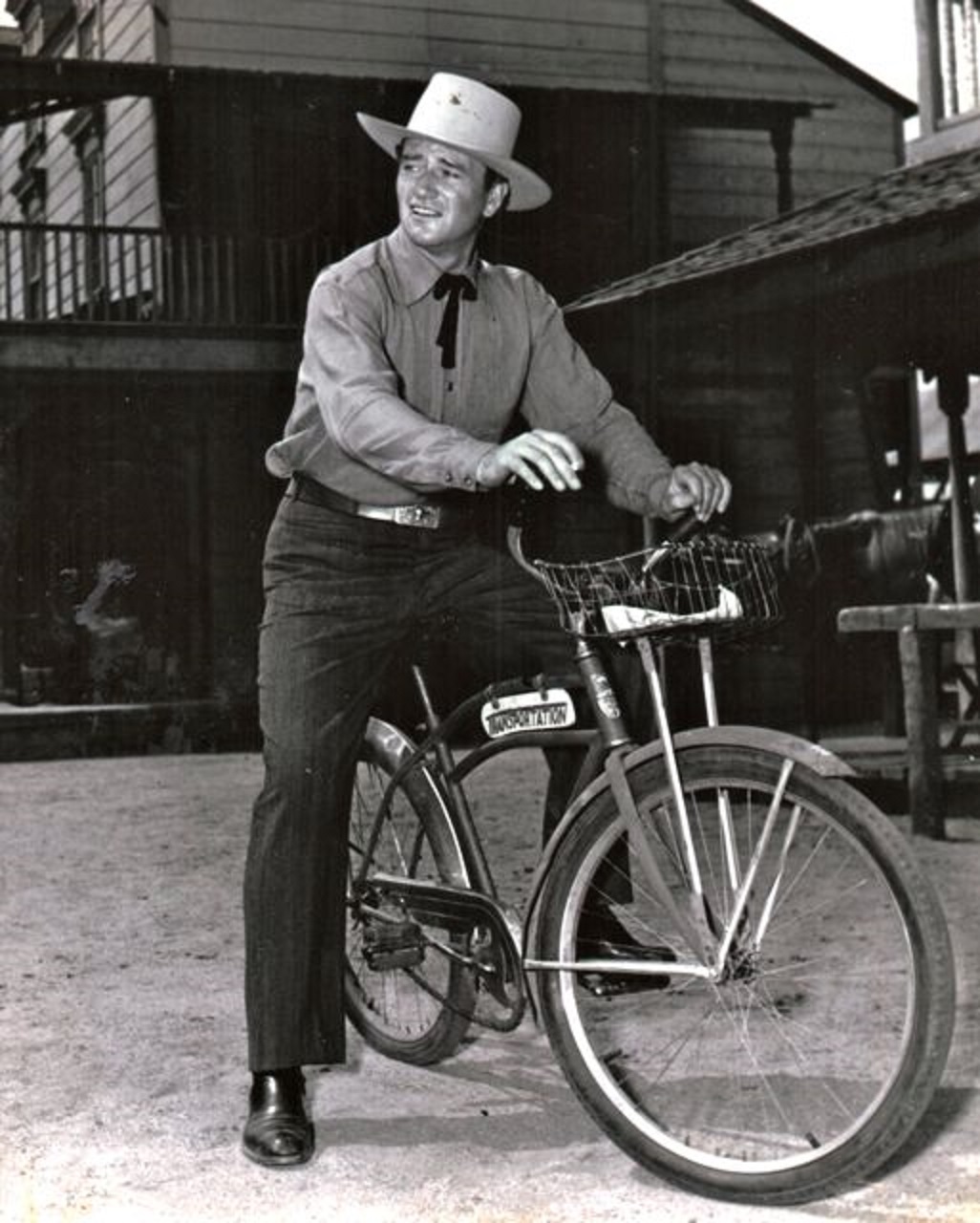 And yes, even John Wayne rode bikes when his horse was in the shop
