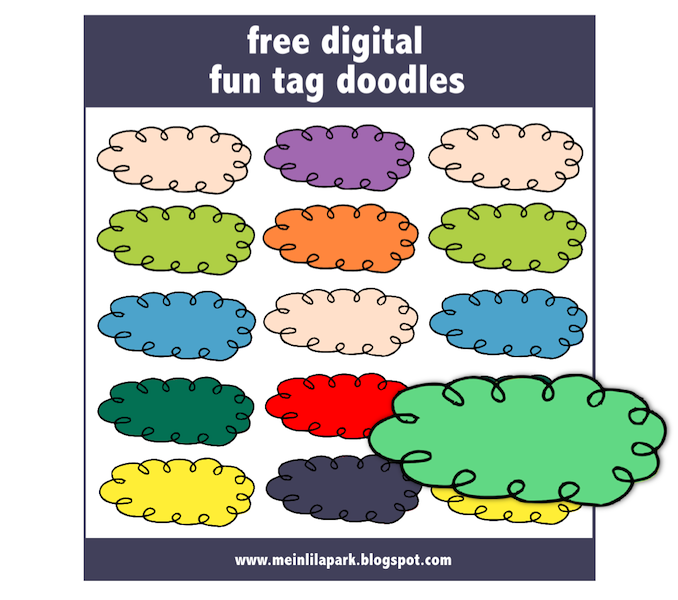 MeinLilaPark free printable doodle tags clouds ausdruckbare