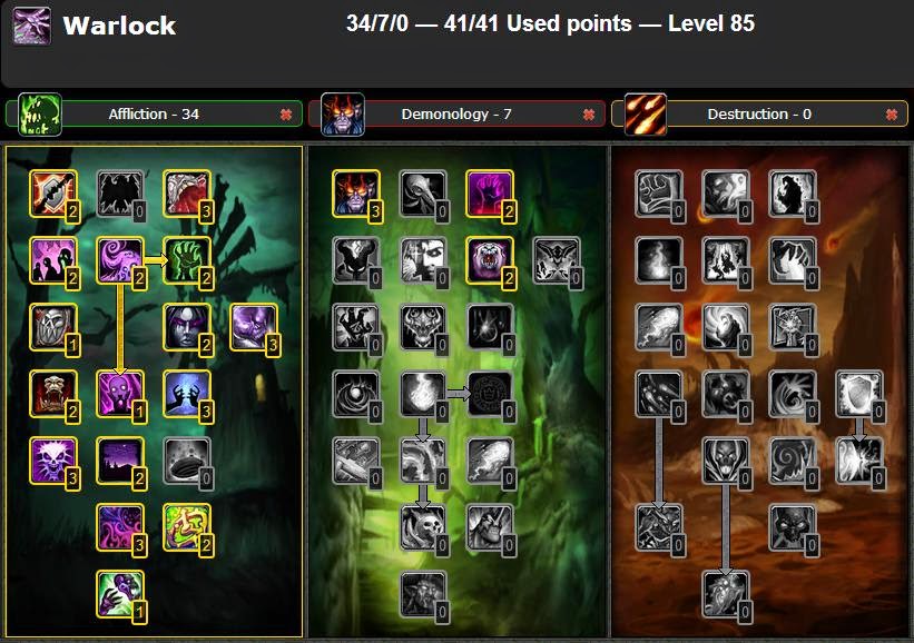 PVP AFFLICTION WARLOCK TALENT GUIDE & GLYPHS CATCALYSM 4.3.4WoW Best