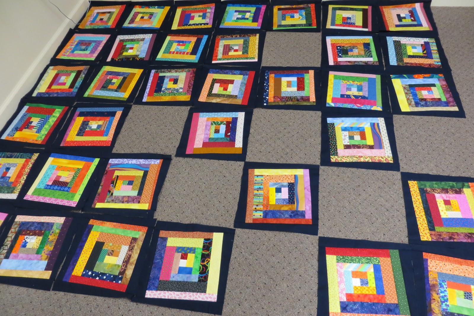 Holly Patch Wonky Scrappy Log Cabin Quilt