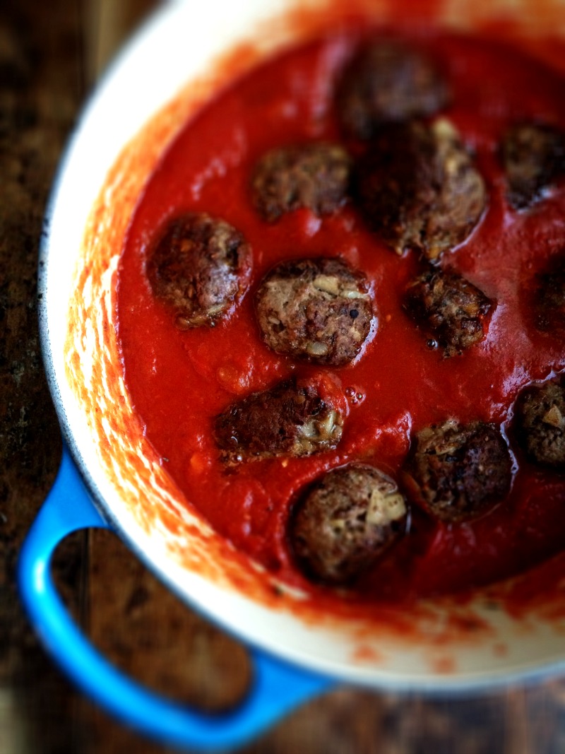 sweetsugarbean Saucy Spiced Beef & Lentil Meatballs with Linguine