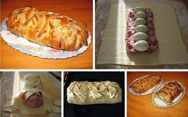 Рулет с фаршем и яйцом в тесте рецепты