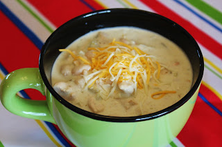 Creamy white Chicken Chili with Cheese in bowl