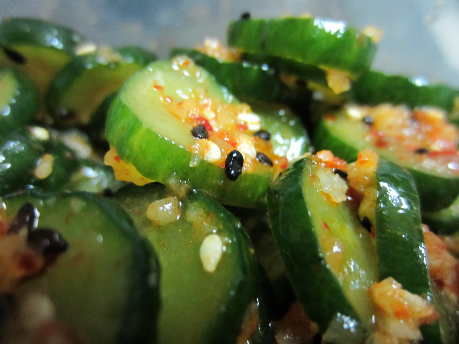 Waltzing butterflies Korean cucumber salad (Oi namul)