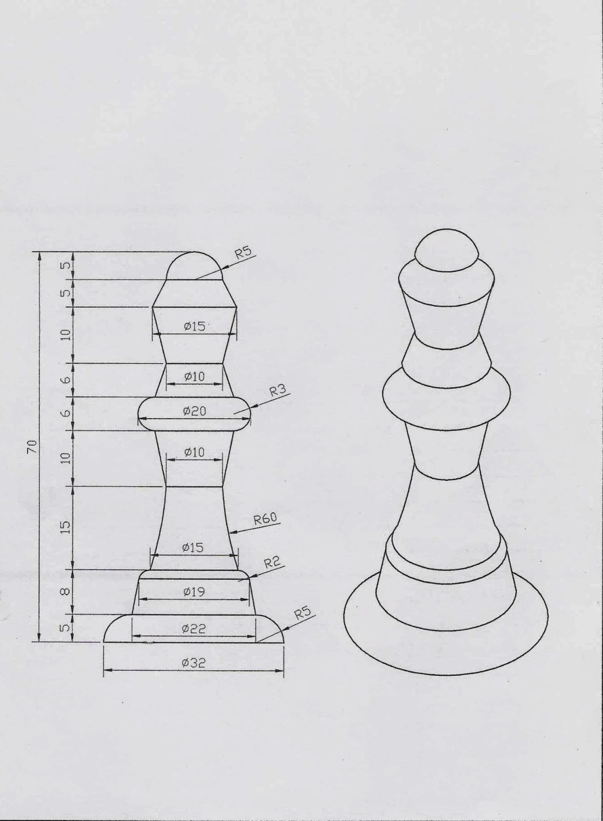 Peça de Xadrez para Torno CNC - Peão