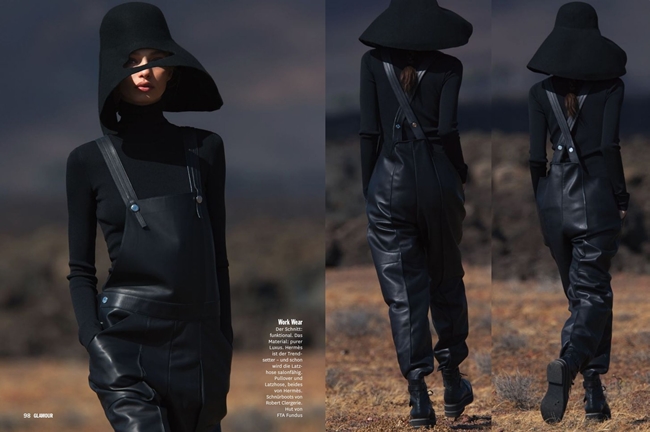 Hermes 2015 AW Black Leather Dungarees Editorials