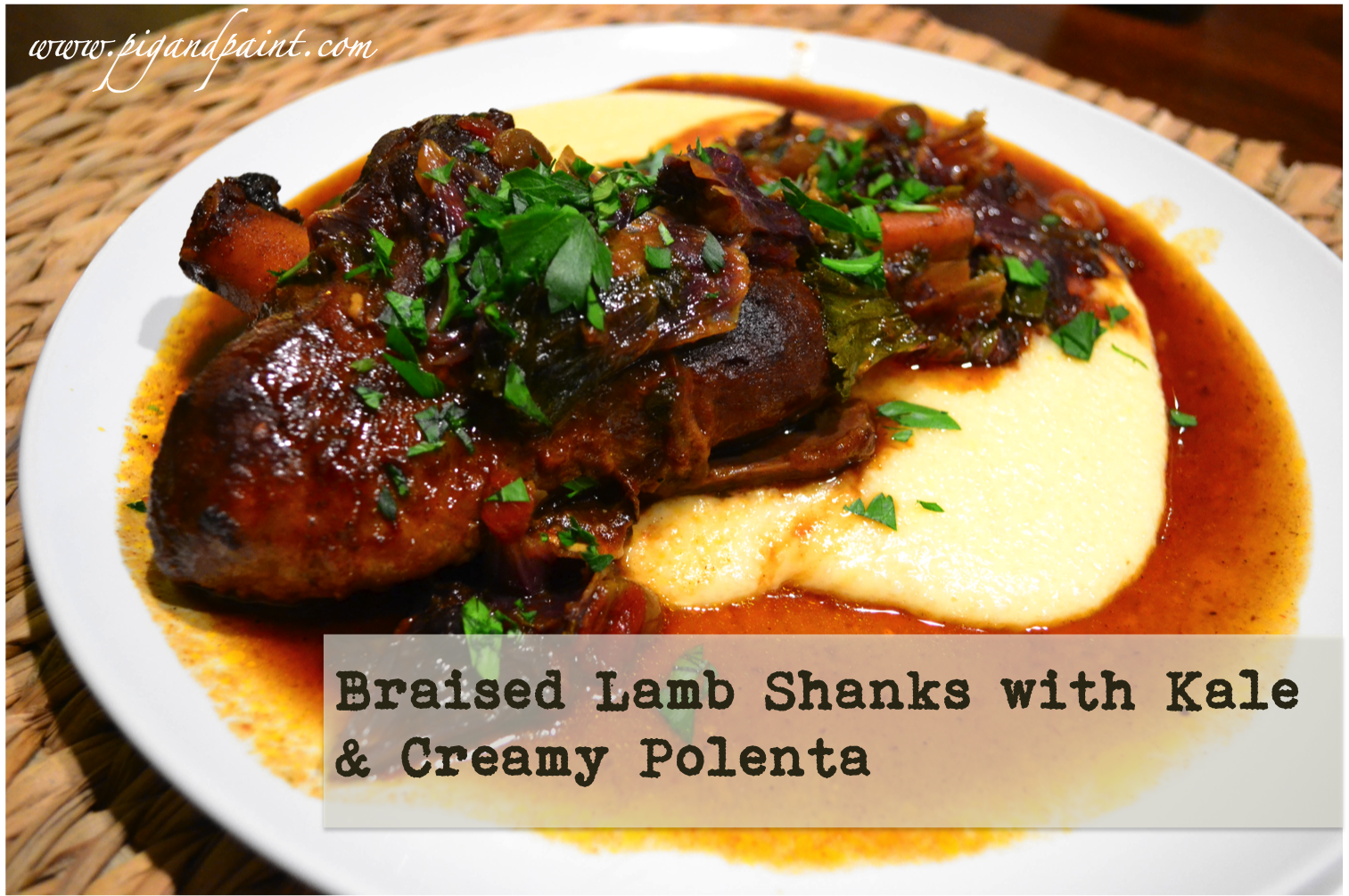 Braised Lamb Shanks with Kale, and Creamy Polenta
