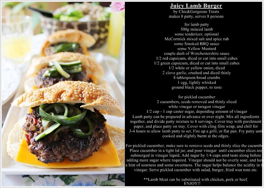 Chic & Treats Cooking Recipe Grilled Juicy Lamb Burgers