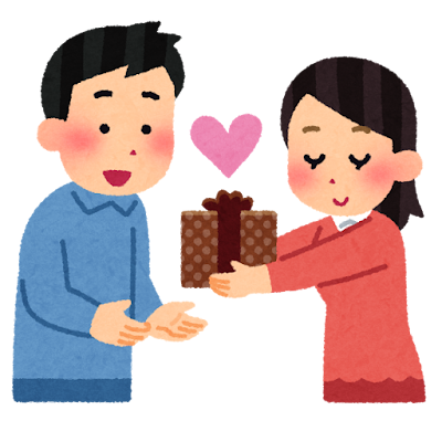 無料イラスト かわいいフリー素材集 バレンタインにチョコを贈る女性のイラスト