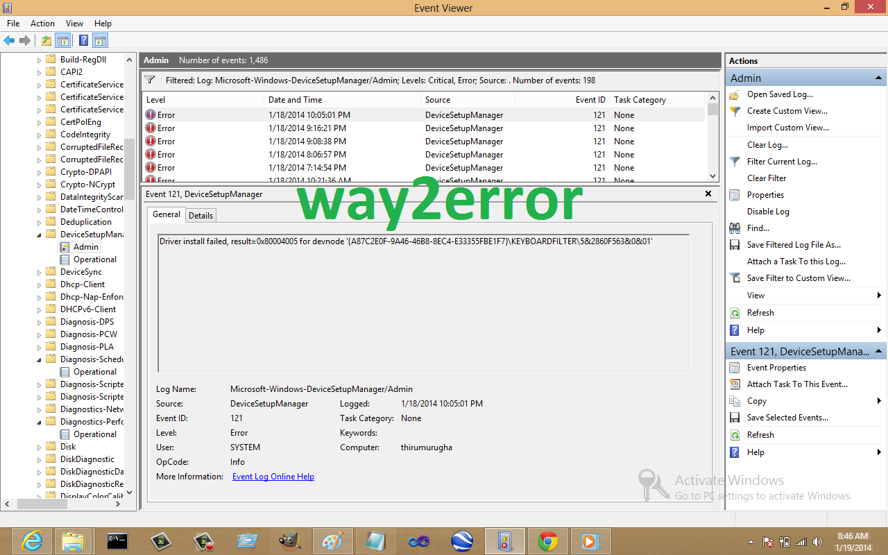 Troubleshooting Windows Errors And Solutions Event 121 DeviceSetupManager