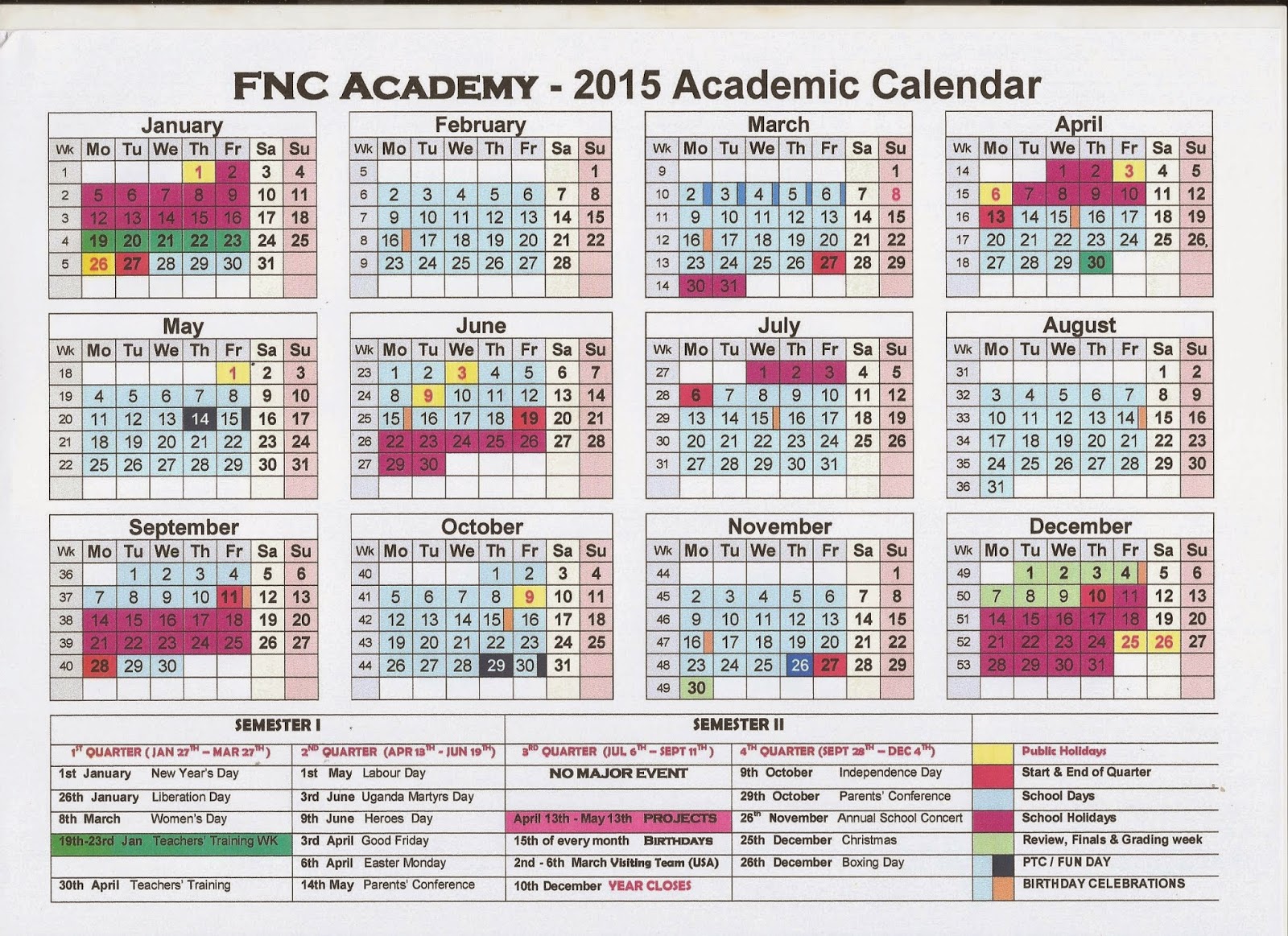 august to december 2015 calendar