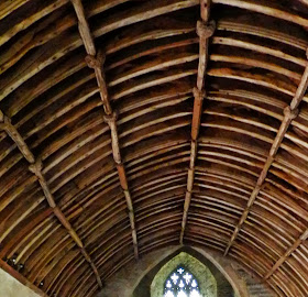 Wagon roof inside church at Lanteglos Cornwall