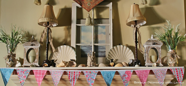 Beachy Summer Mantel-Bargain Decorating with Laurie