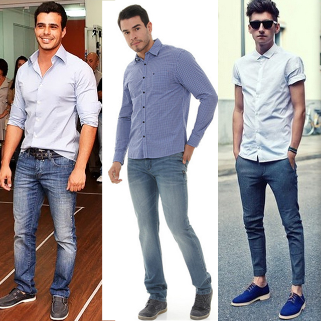 camisa social com calça jeans e sapato social