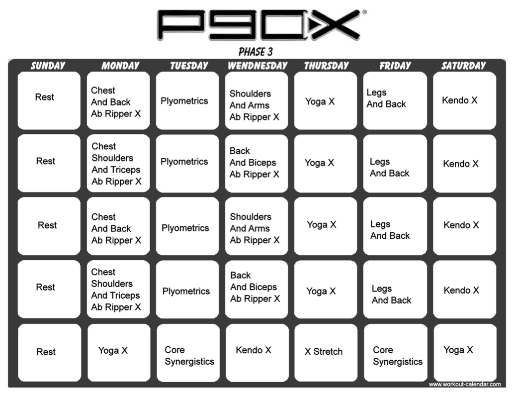 P90X Workout Schedule Housewife2Hostess P90X Workout Schedule Housewife2Hostess