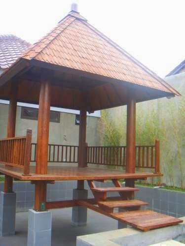 Desain saung gazebo | saung bambu dan saung kayu kelapa | atap sirap, alang-alang dan genting | jasa pembuatan saung dan taman