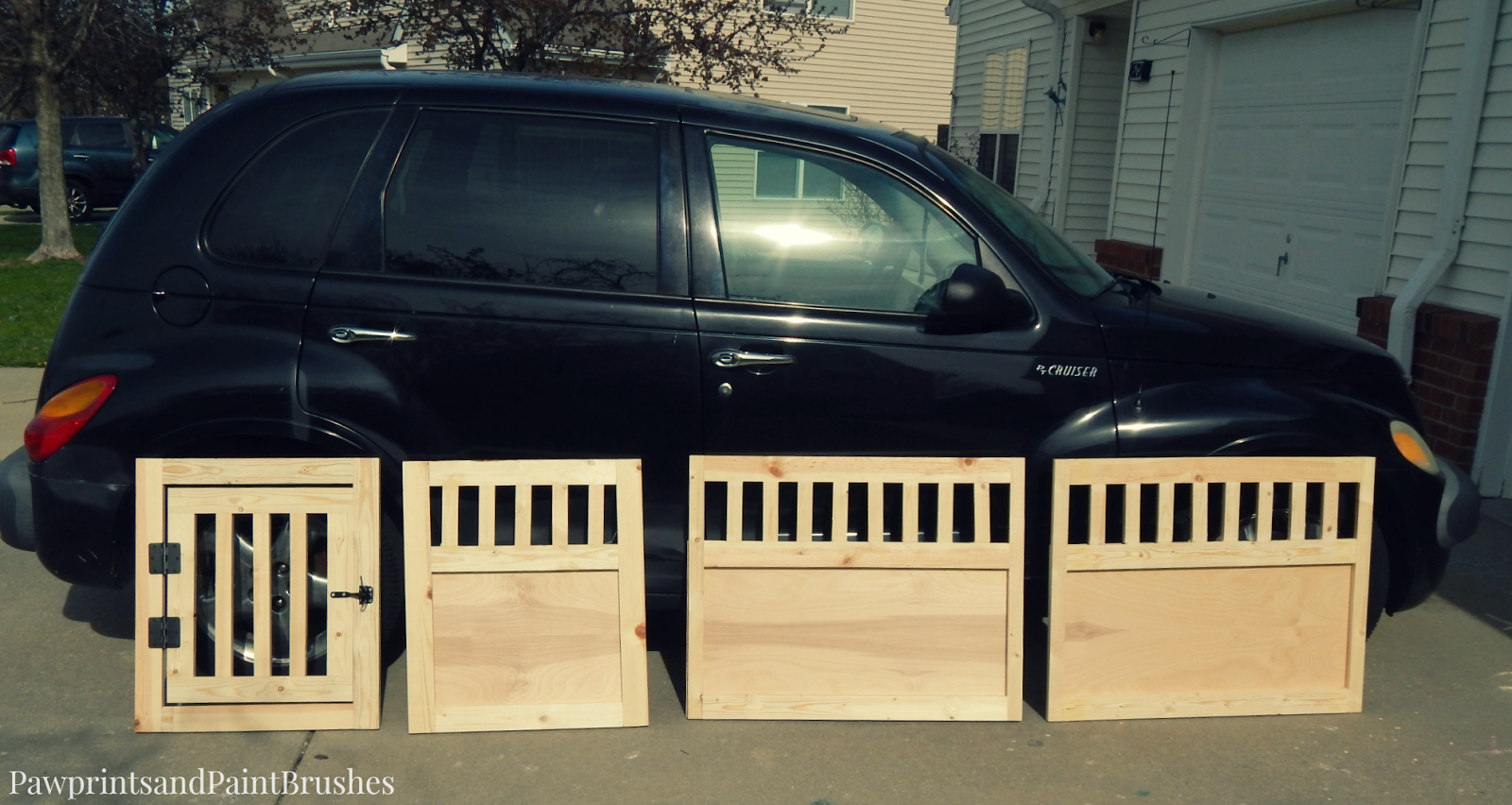 Paw Prints and Paintbrushes DIY Wooden Dog Crate [That Doubles as a