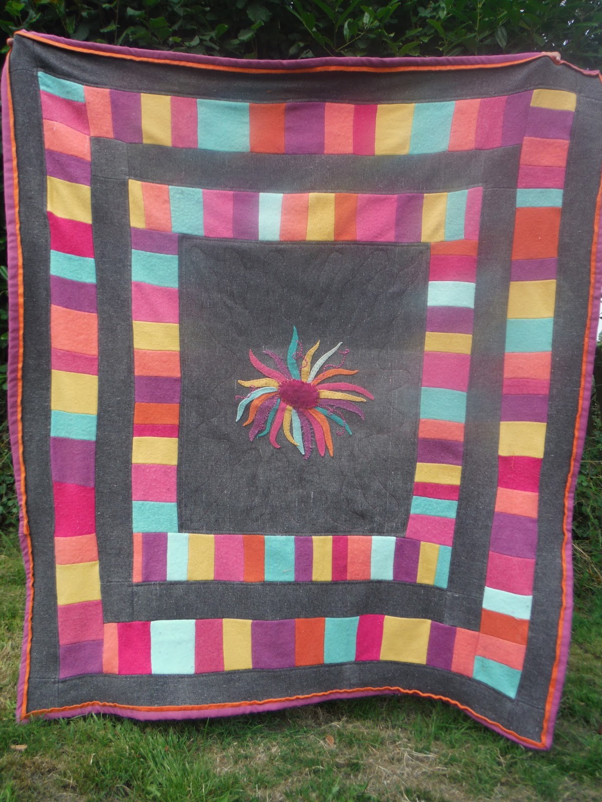 Wonky Patchwork Wool Flower Quilt