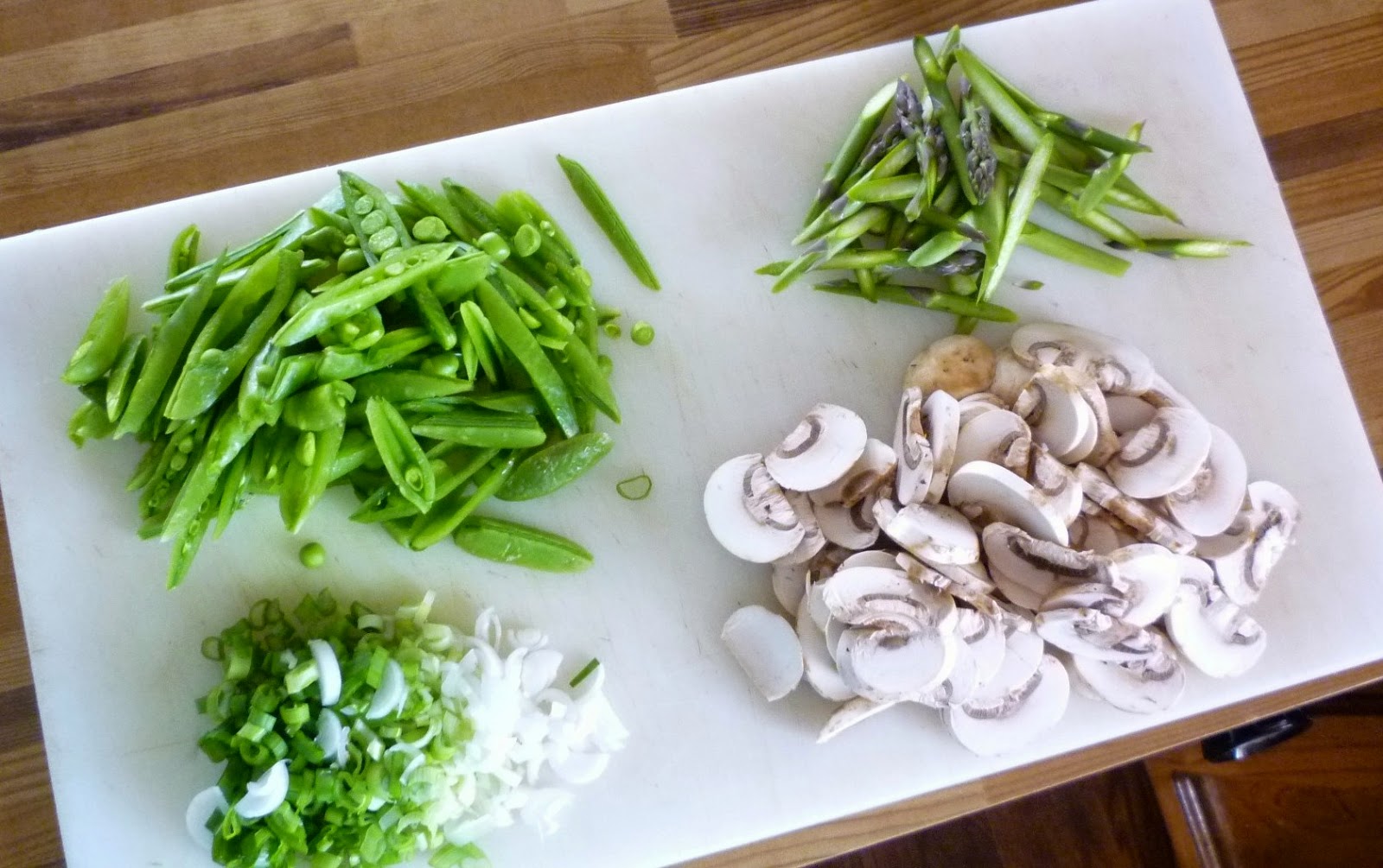 For Love of the Table Spring Pasta with Sugar Snap Peas, Mushrooms