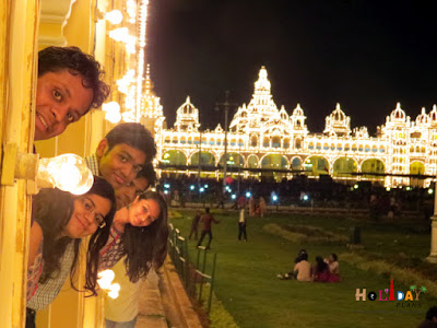 A group pic as per Sobti's instructions trip to Mysore palace with friends