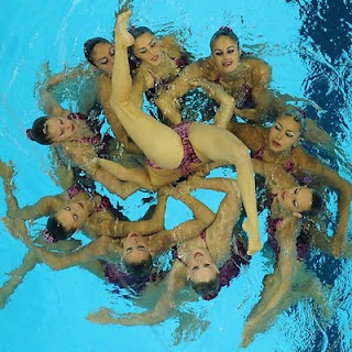 Natação sincronizada, mulheres na água