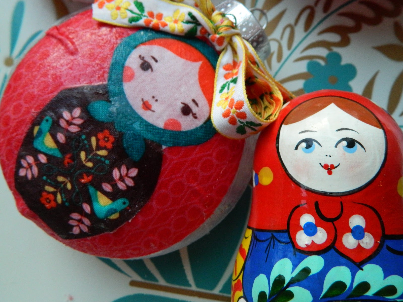 the vintage umbrella: Nesting doll ornaments